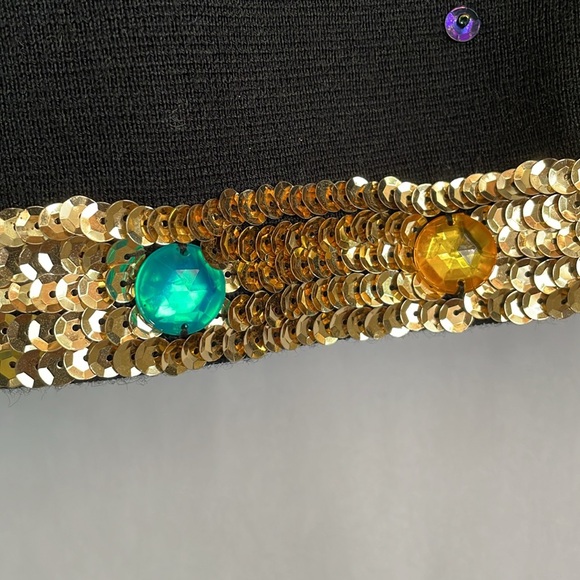 Outlander Cardigan with Gold Trim Sequins and Colorful Jewels, size M - Picture 5 of 9